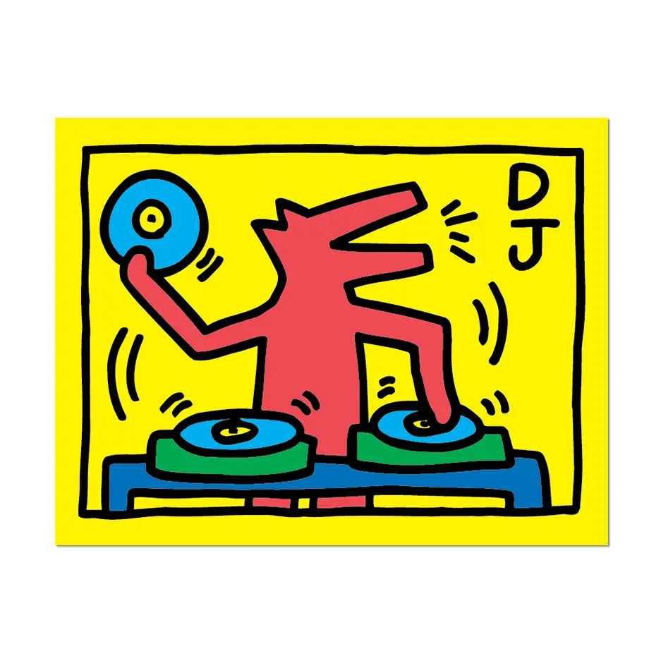 DJ Dog Keith Harring Die Cut Sticker
